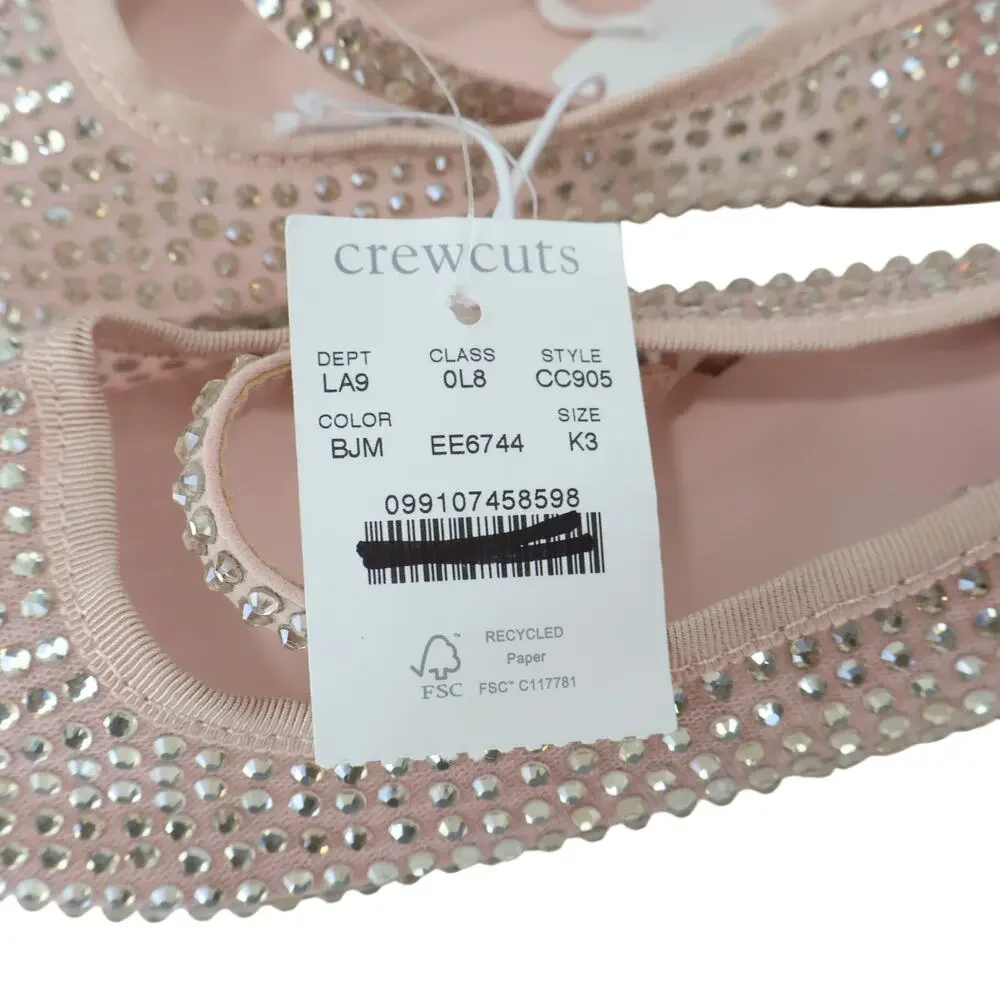 J.Crew Crewcuts Girls Crystal Embellished Ballet Flats in Mesh Pink K3 NWT